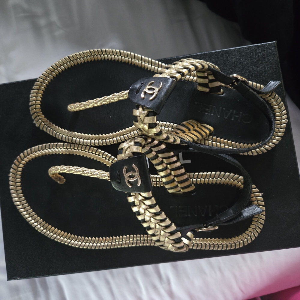 Chanel Gold  Sandals